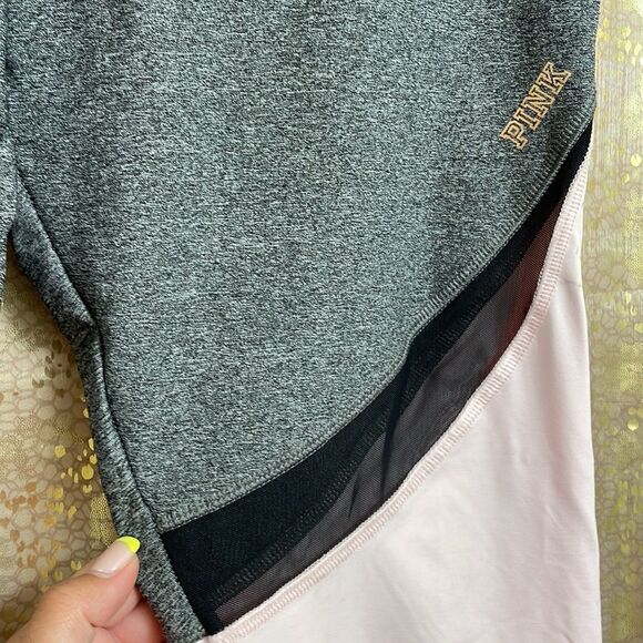 PINK Victoria’s Secret Ultimate gray/light pink/black mesh legging, size M, NWOT - Picture 4 of 7
